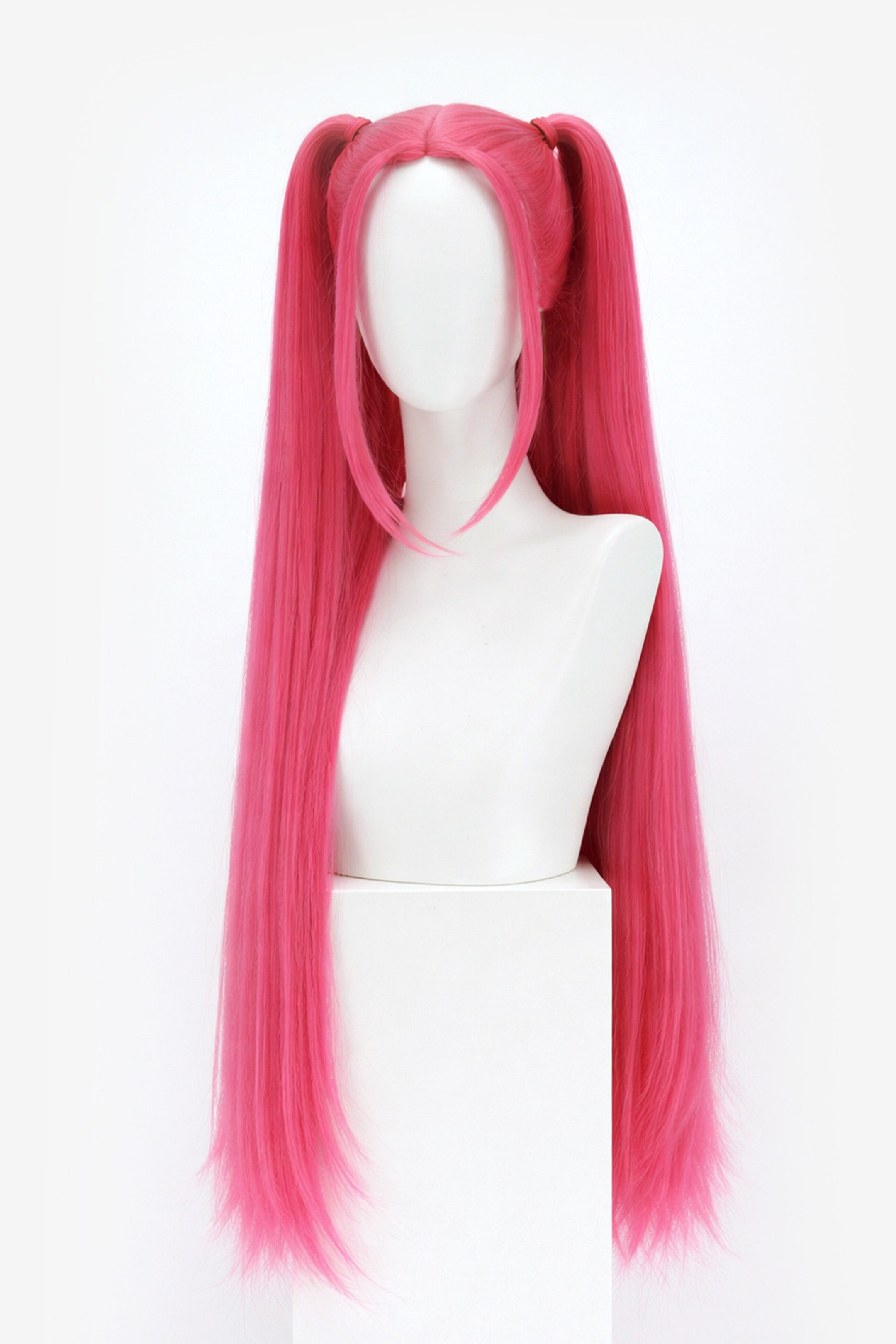 Long Bright Pink wig with Ponies