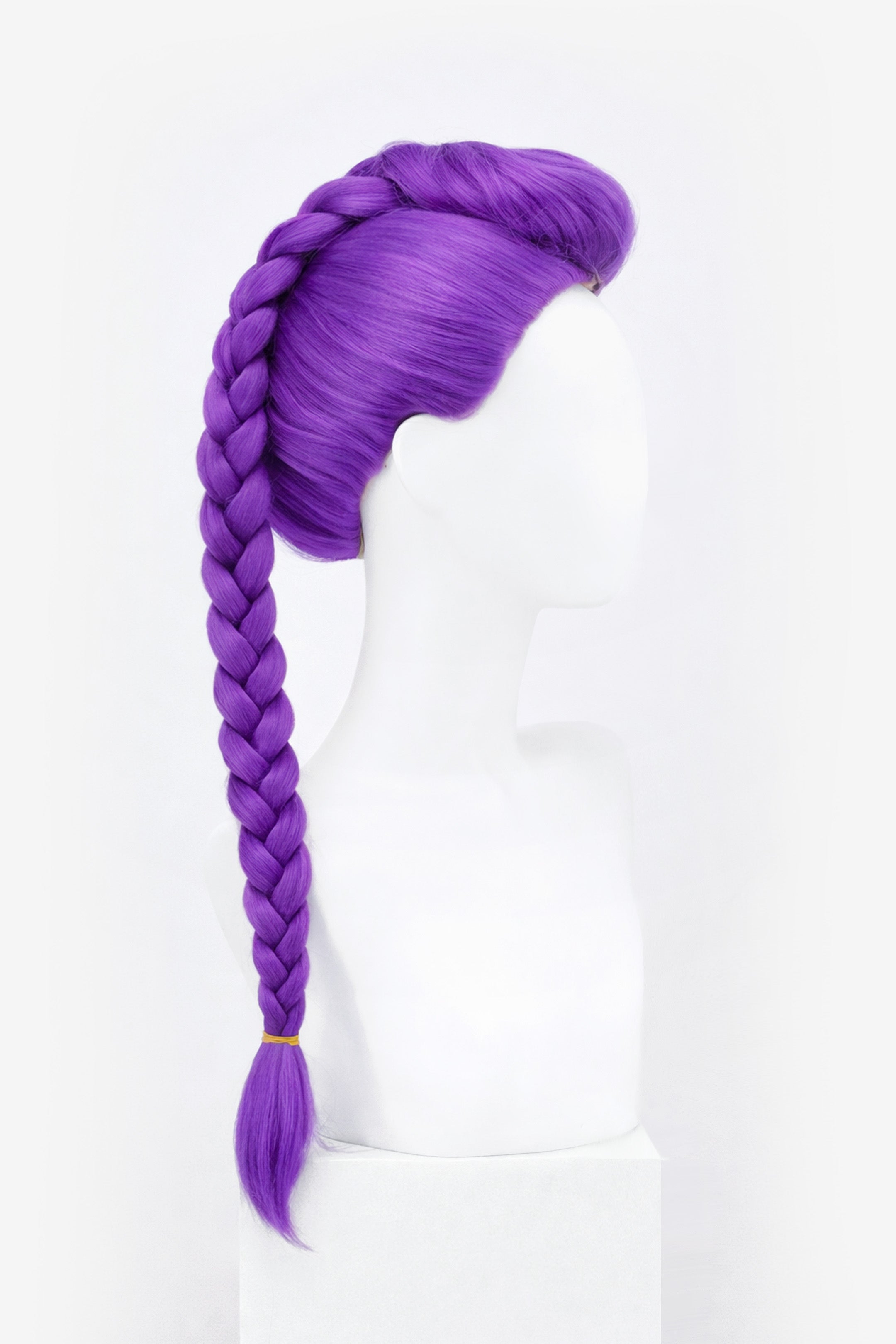 Purple Wig with Pony Braid Clip