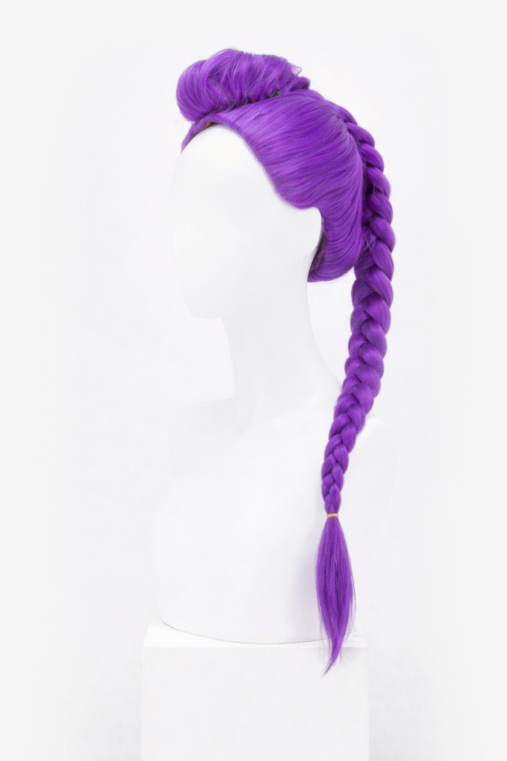 Purple Wig with Pony Braid Clip