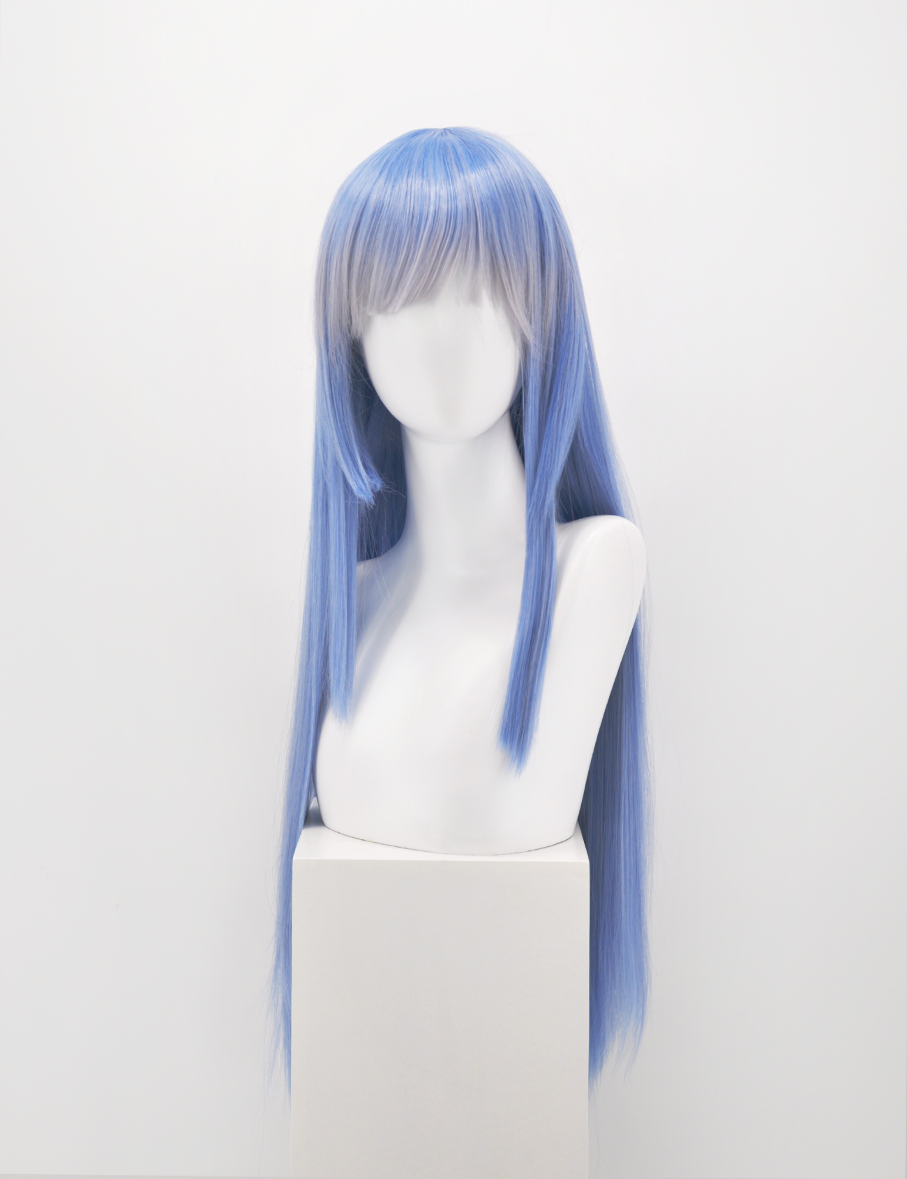 LONG BLUE WIG WITH BLUNT FRINGE