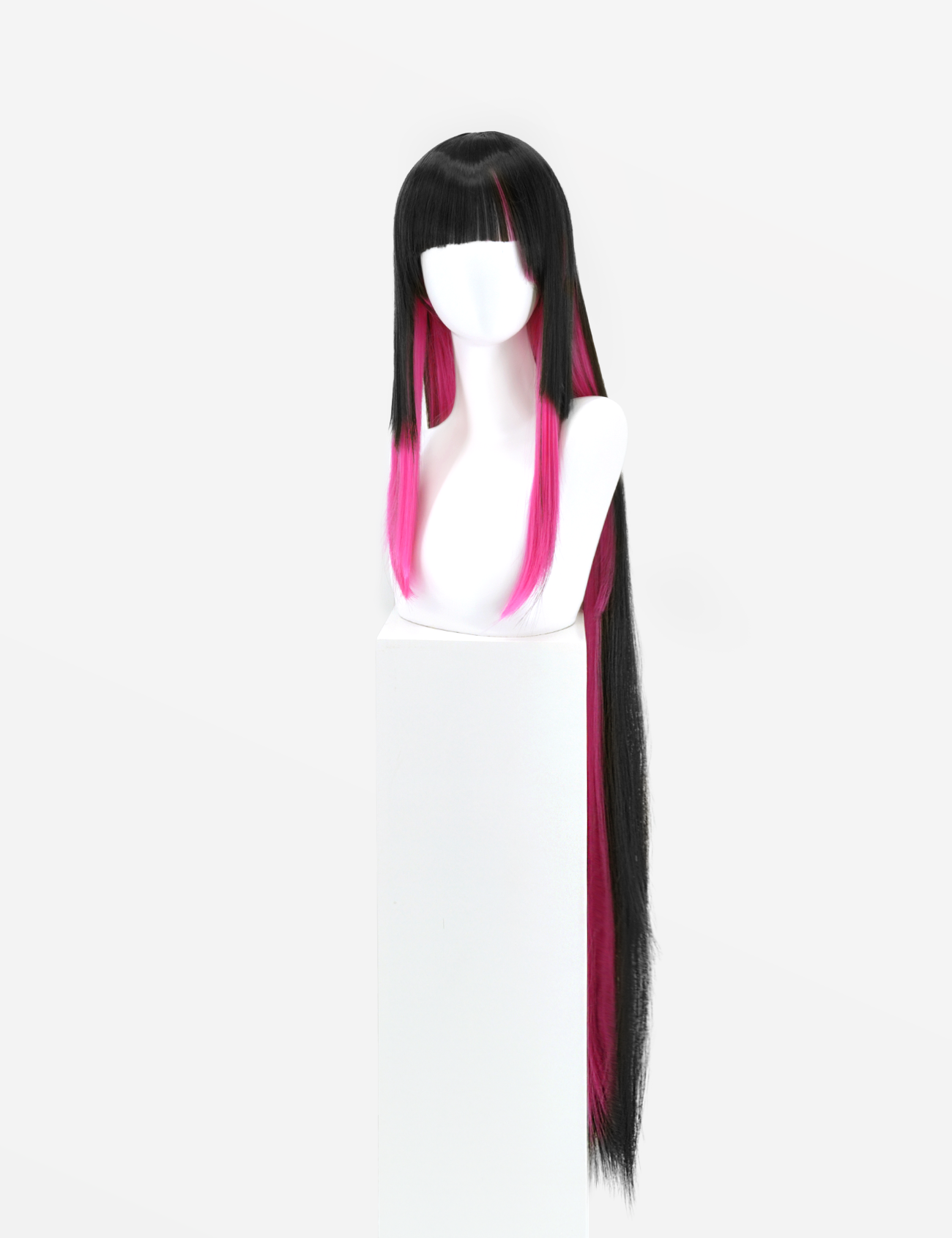 BLACK/PINK WIG WITH STRAIGHT FRINGE