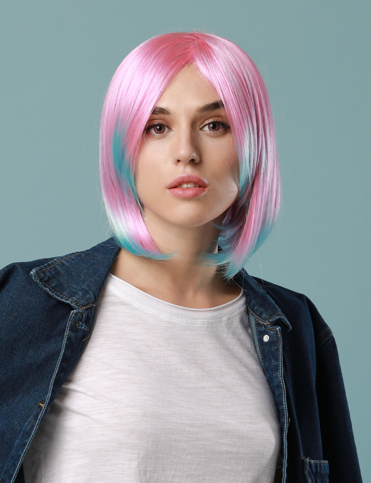 BOB WIG - FUCHSIA/AQUA