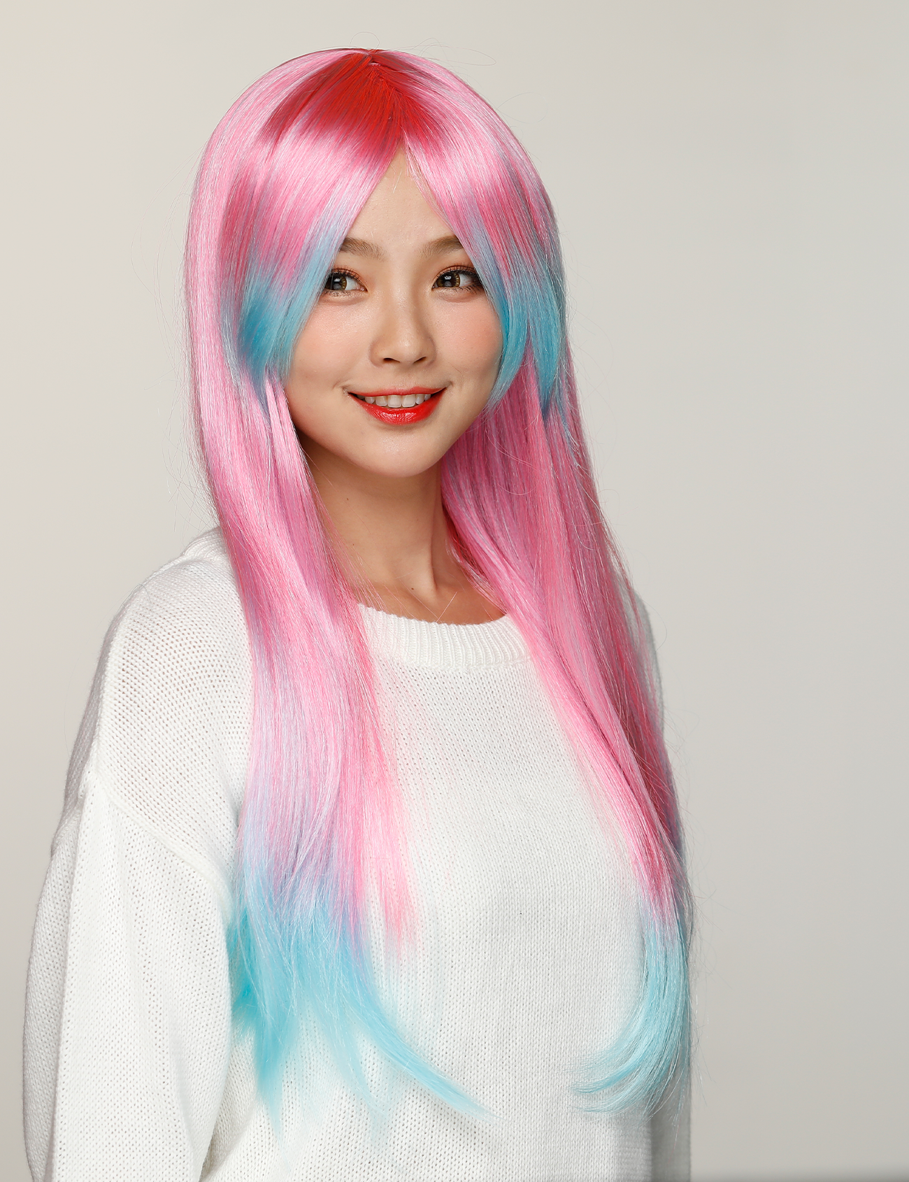 LONG WIG - FUCHSIA/AQUA