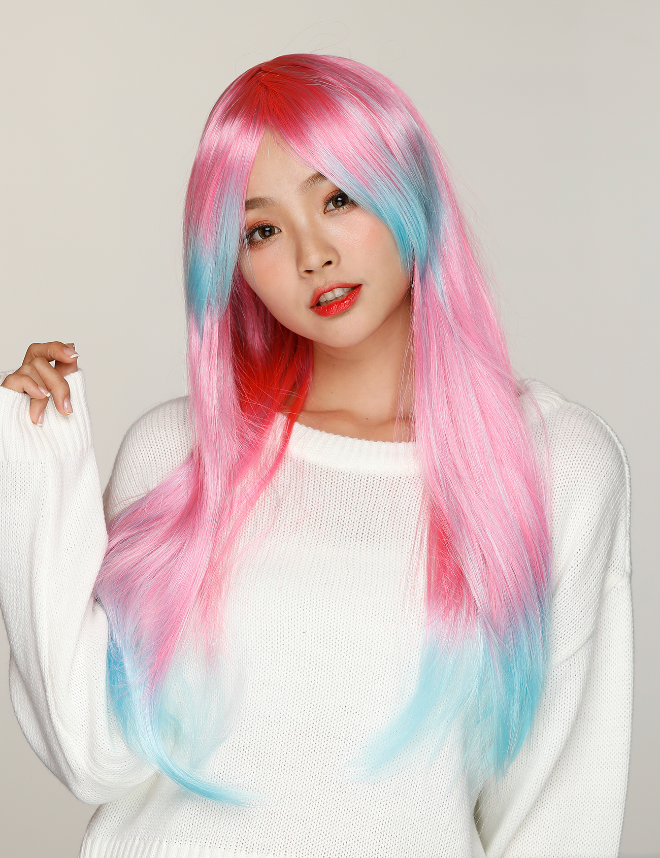 LONG WIG - FUCHSIA/AQUA