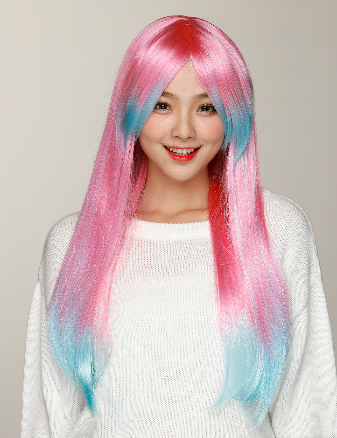 LONG WIG - FUCHSIA/AQUA