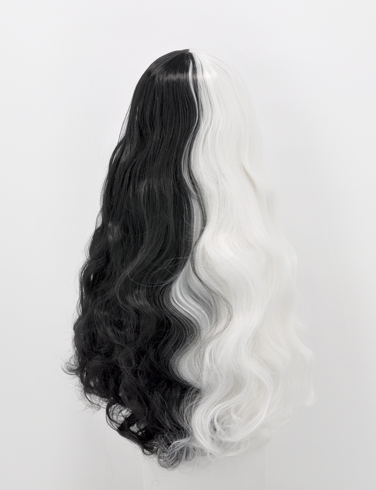 LONG WAVY BLACK/WHITE WIG