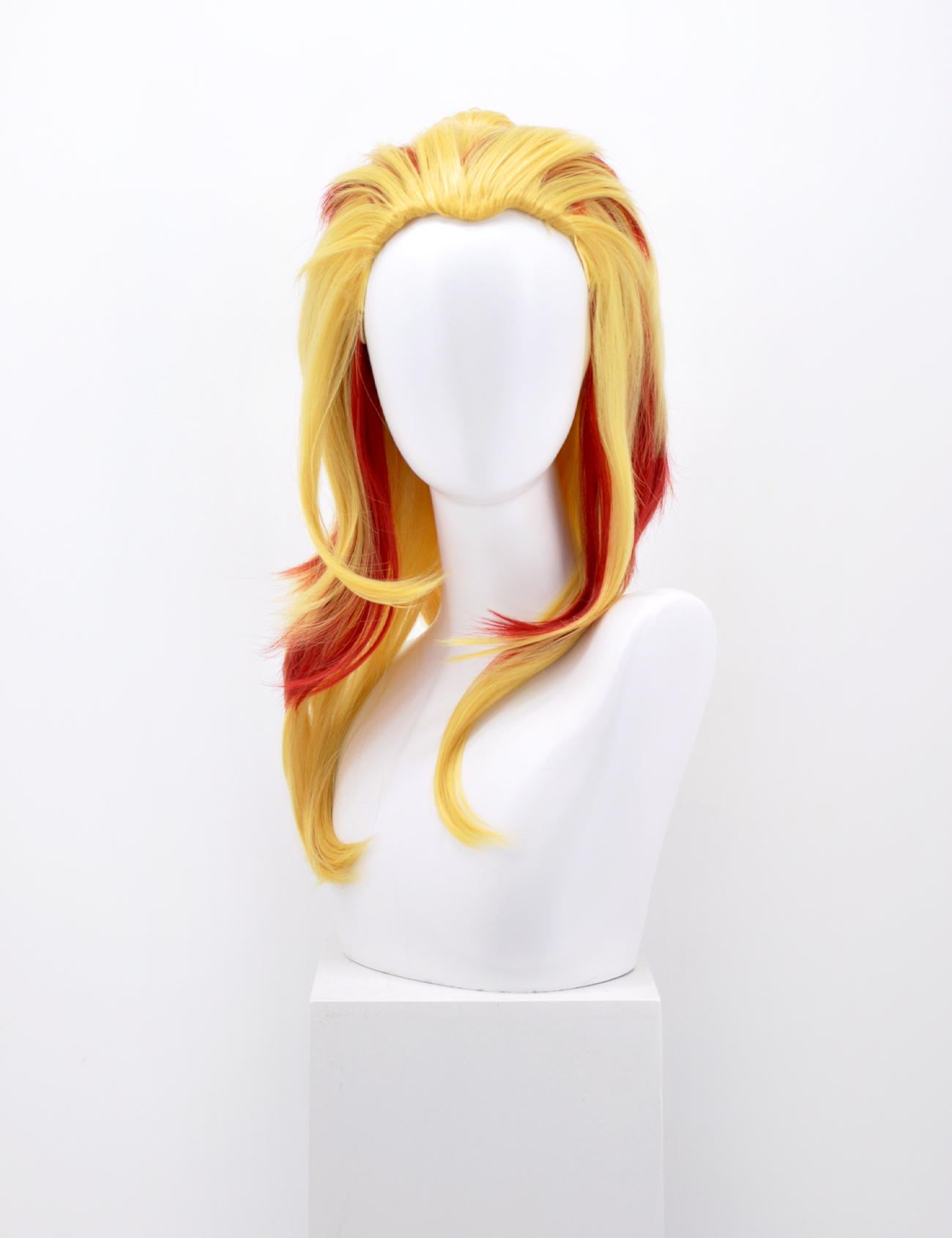 SPIKY BLOND WIG WITH RED LOCKS