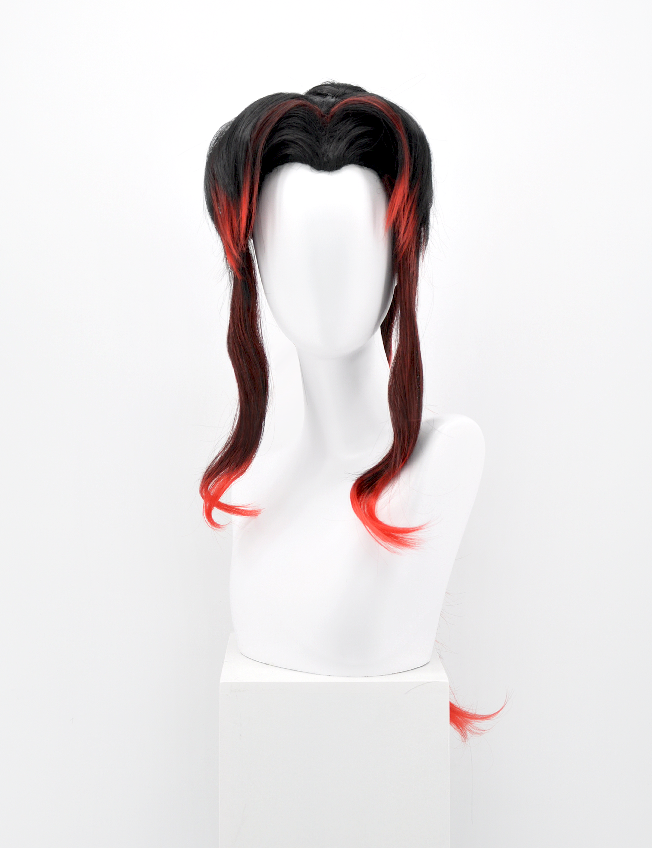 BLACK WIG WITH RED TIPS