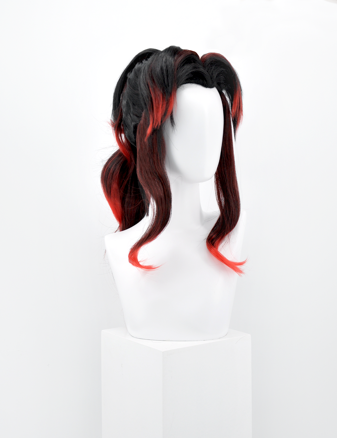 BLACK WIG WITH RED TIPS