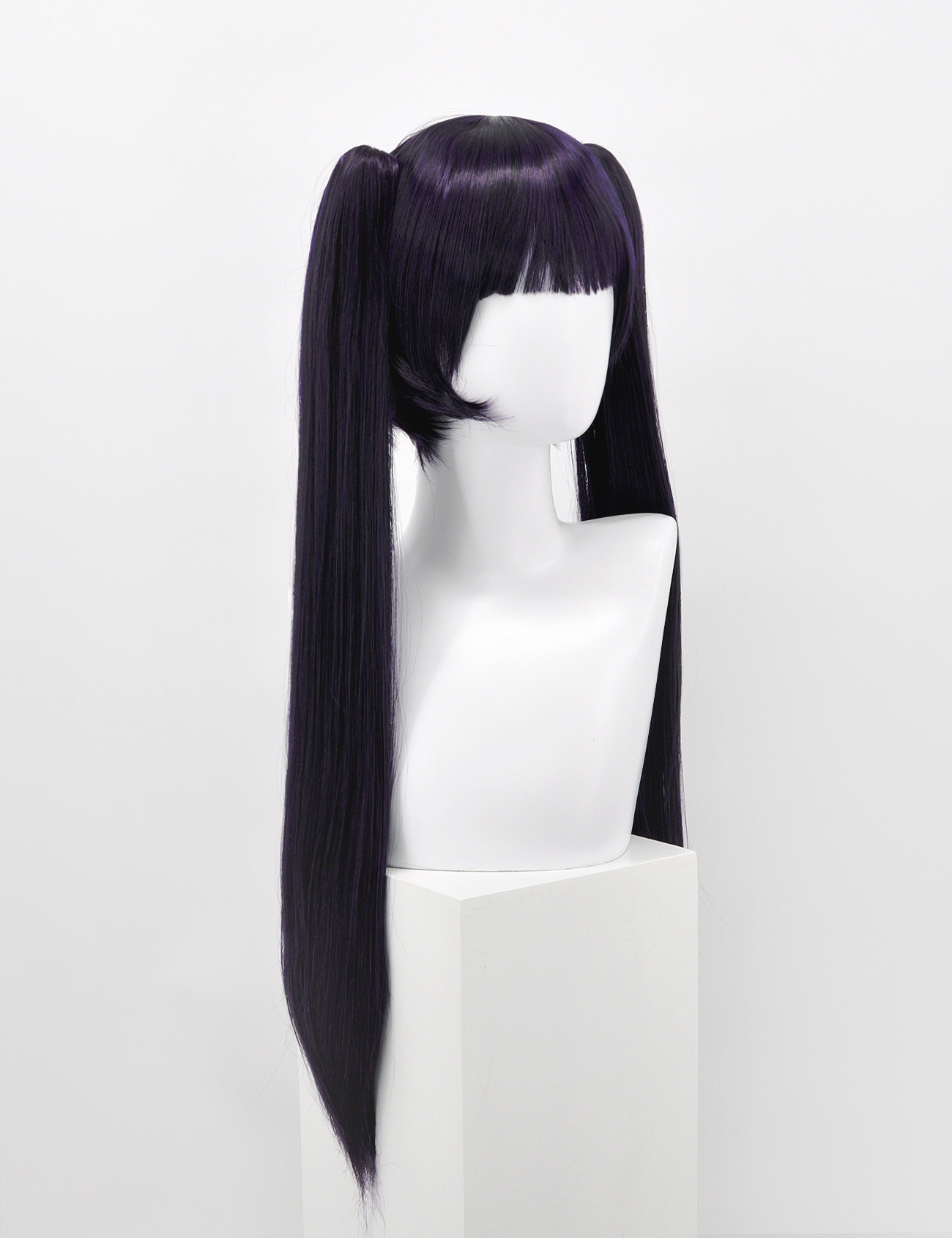 DUNKELPURPUR WIG MIT PONYS