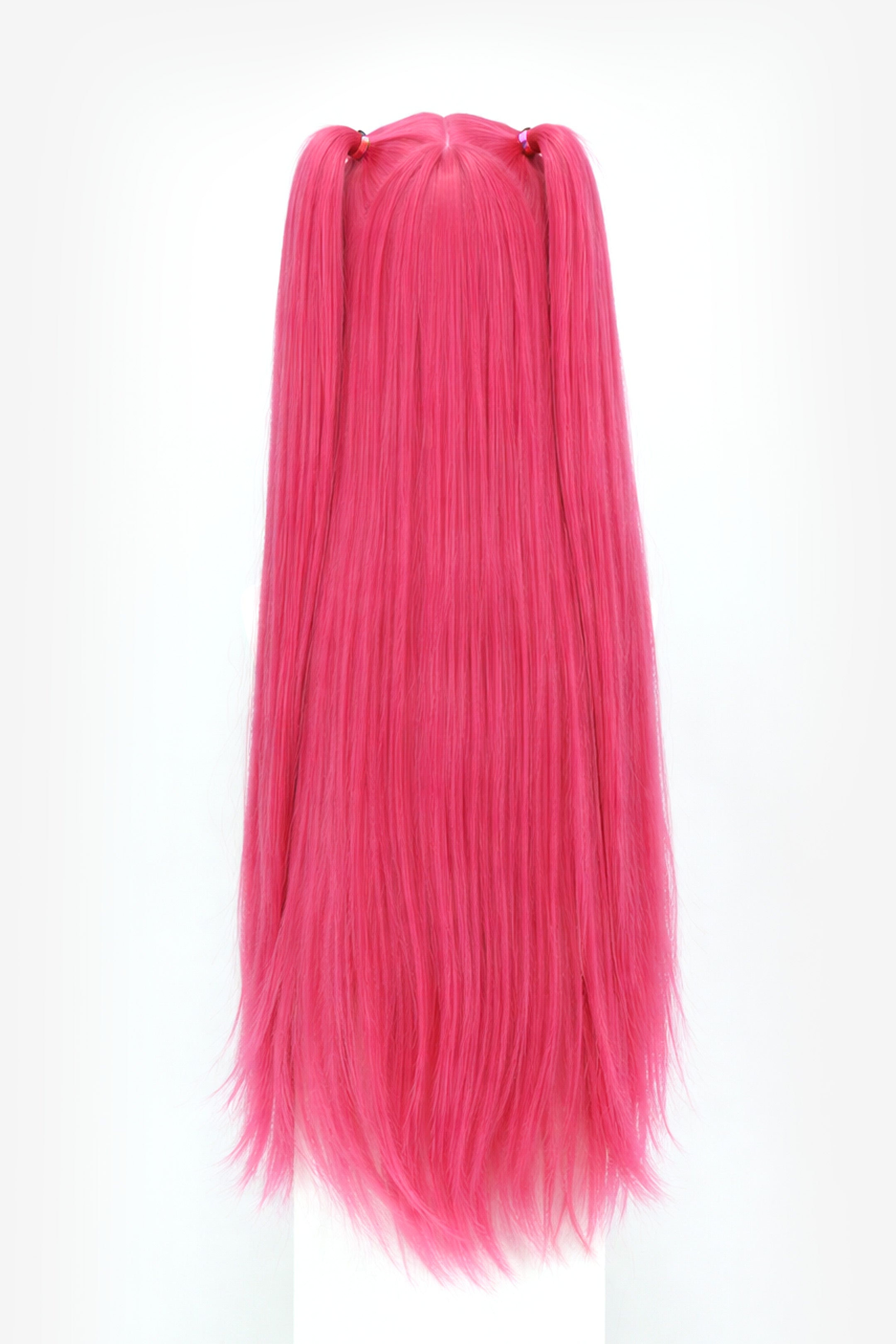 Long Bright Pink wig with Ponies